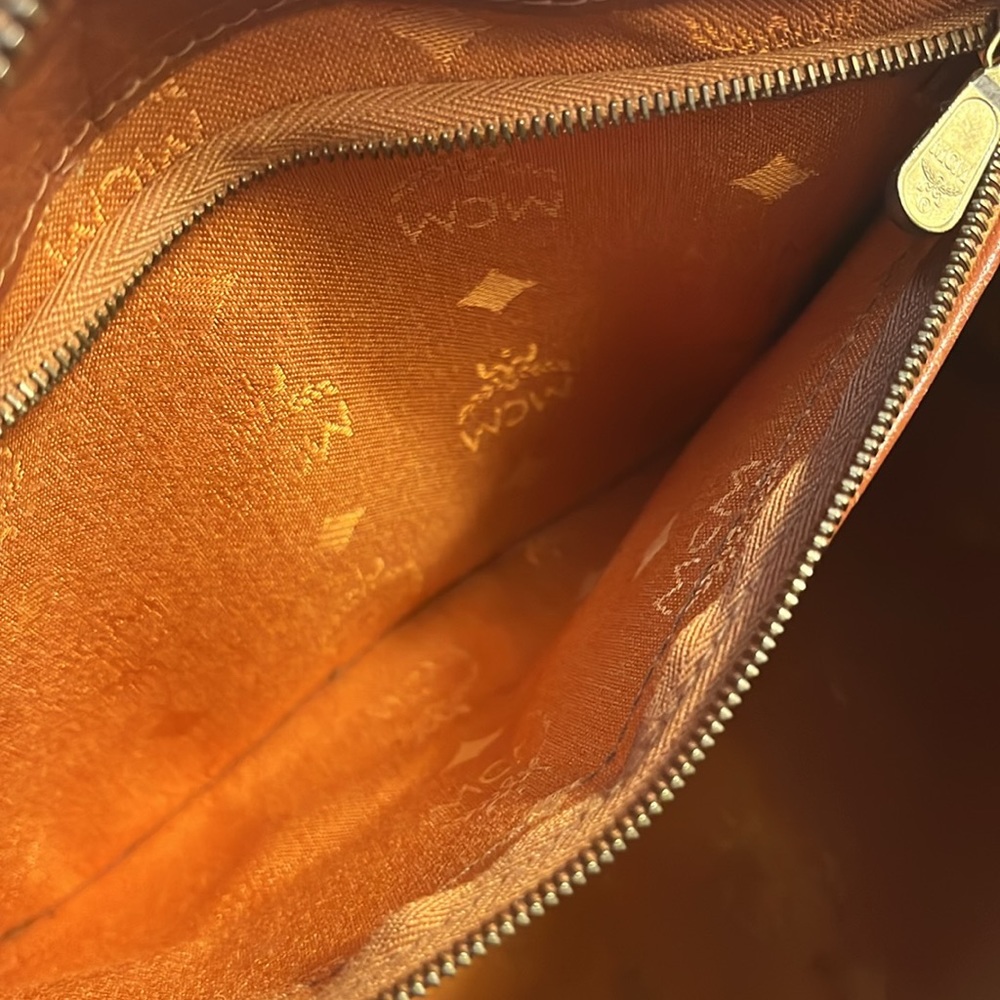 MCM Orange and Brown Logo Satchel - Picture 14 of 15